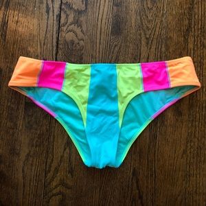 Victoria’s Secret neon stripe cheeky swim bottoms